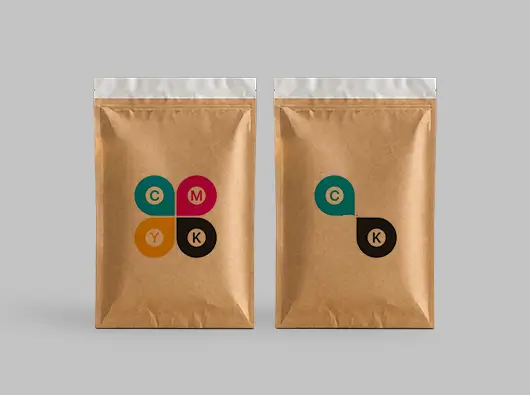 Diagram of a printed peel and seal paper mailer bag with release tape and barcode