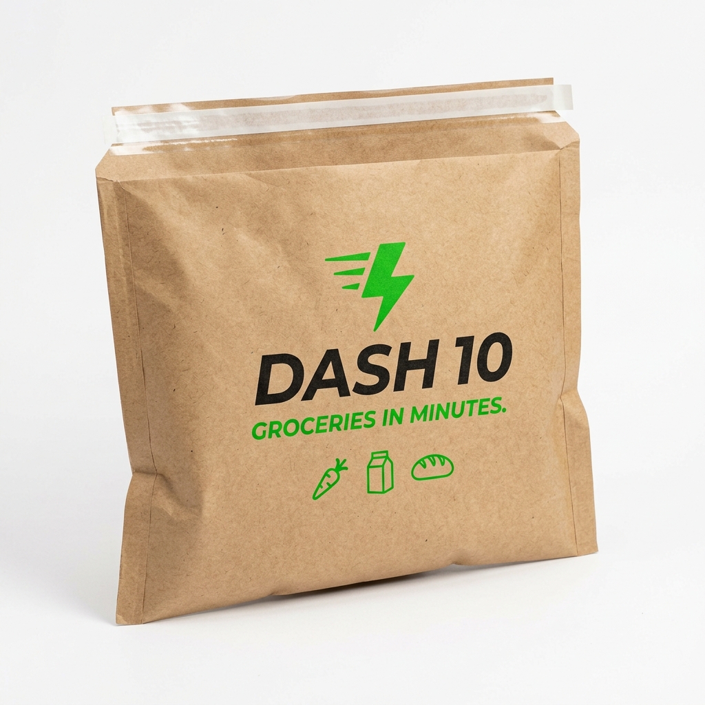Kraft paper mailer bag for quick commerce grocery delivery with 2-colour flexo print